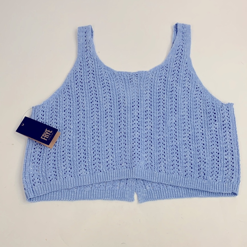 Frye Knit Tank Top XL Slate Blue Button Up New NWT - Picture 3 of 12